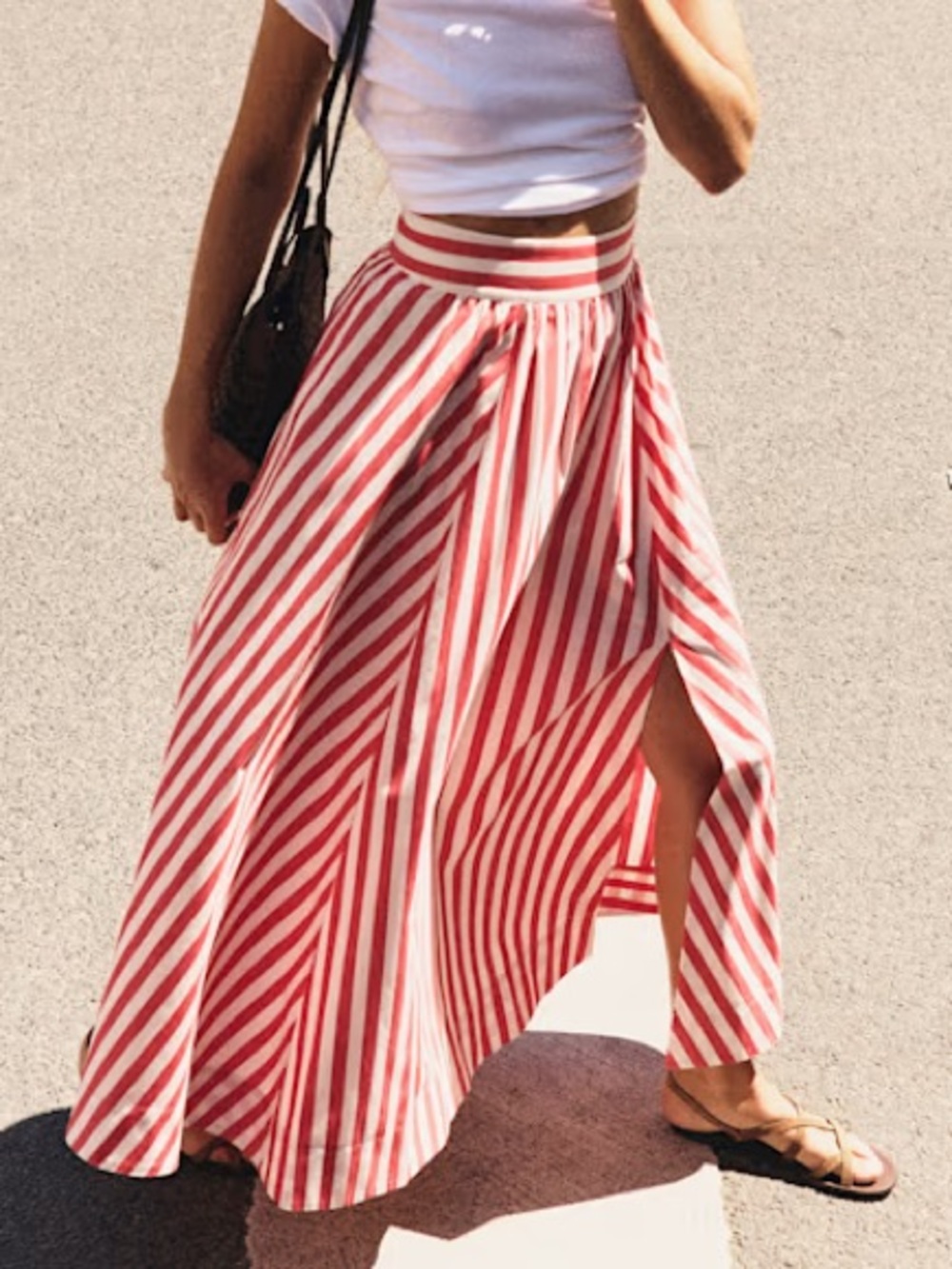 Sezane Arianna Skirt Ecru Red Striped Size 38